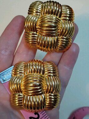 Fendi Vintage XL Clip-on Earrings 2"
